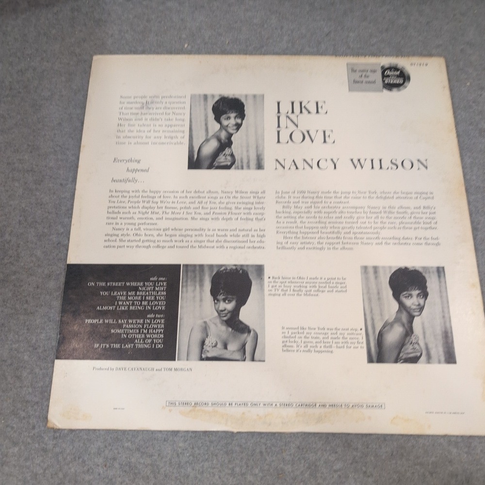 Nancy Wilson Like in Love Vinyl LP Capitol ST-1319 Billy May Orchestra 1960 - Picture 2 of 6